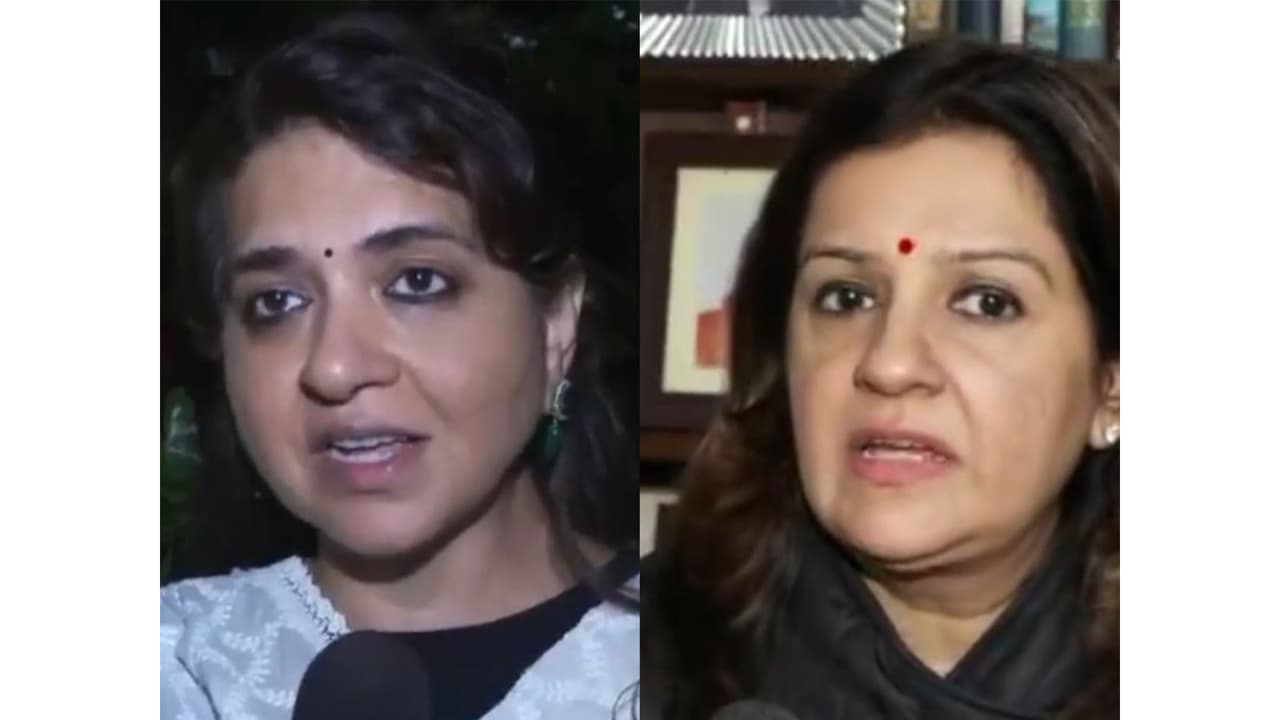 Shiv Sena leader Shaina NC (left) and Shiv Sena (UBT) MP Priyanka Chaturvedi (right) (Photo/ANI) Shiv Sena leader Shaina NC (left) and Shiv Sena (UBT) MP Priyanka Chaturvedi (right) (Photo/ANI)