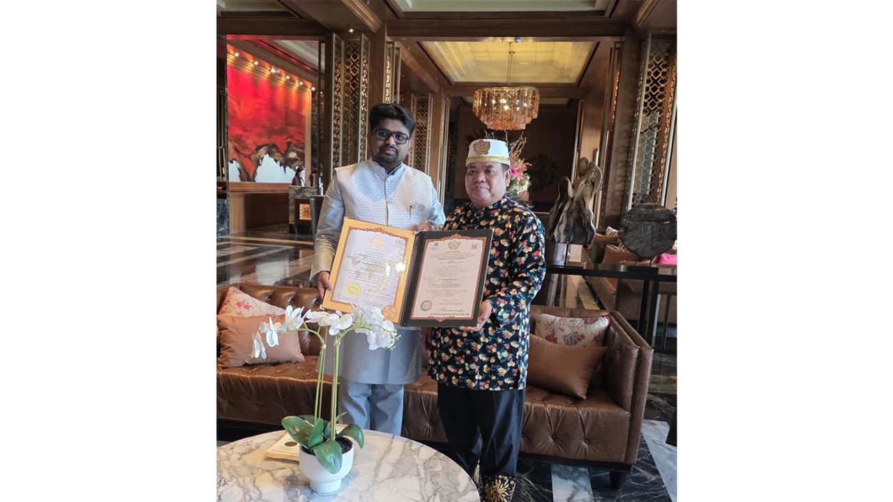 Dr Bhargav Mallappa gets conferred with Indonesian royal title (Photo/ANI) Dr Bhargav Mallappa gets conferred with Indonesian royal title (Photo/ANI)