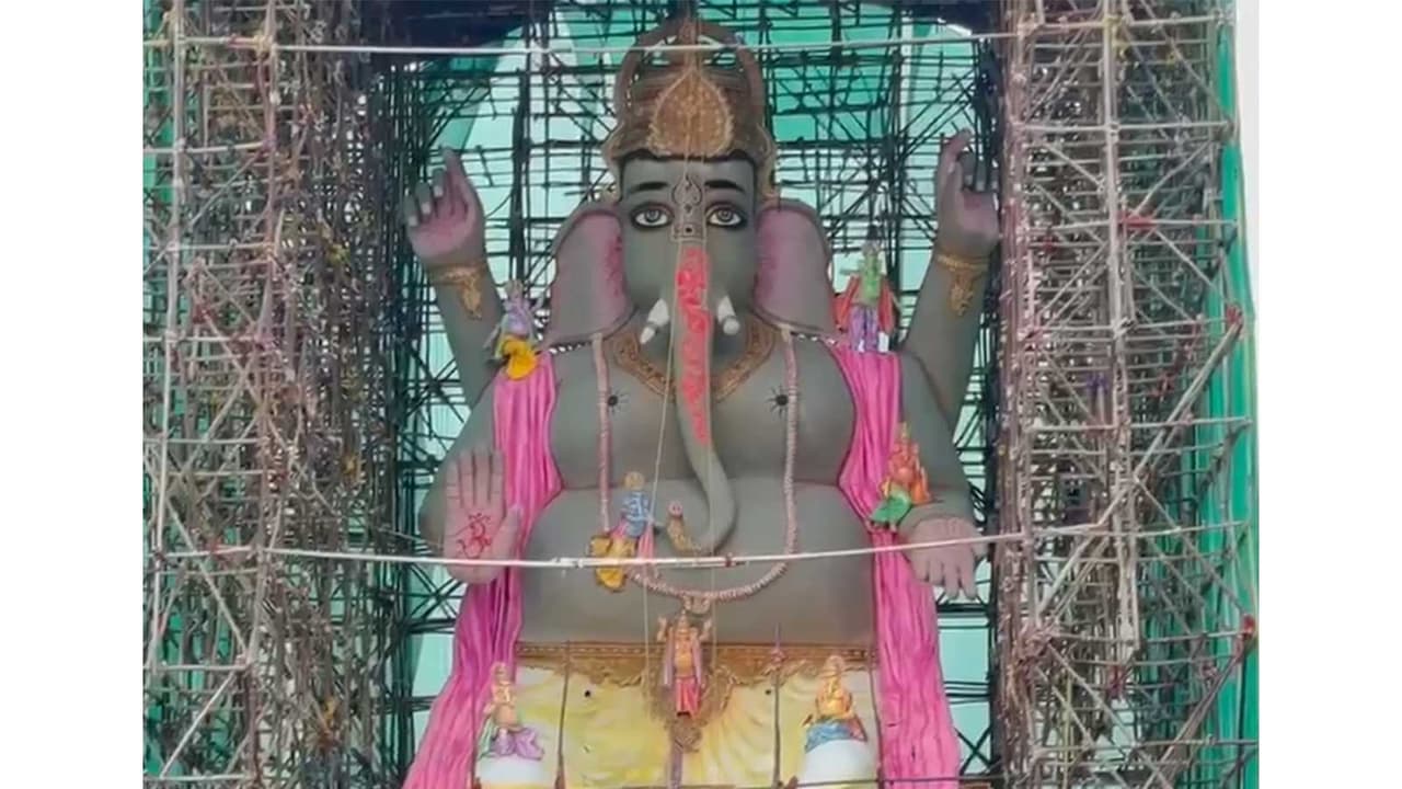 Hyderabad s Nagole Youth Build 72 foot Eco friendly Ganesha Idol Hyderabad s Nagole Youth Build 72 foot Eco friendly Ganesha Idol