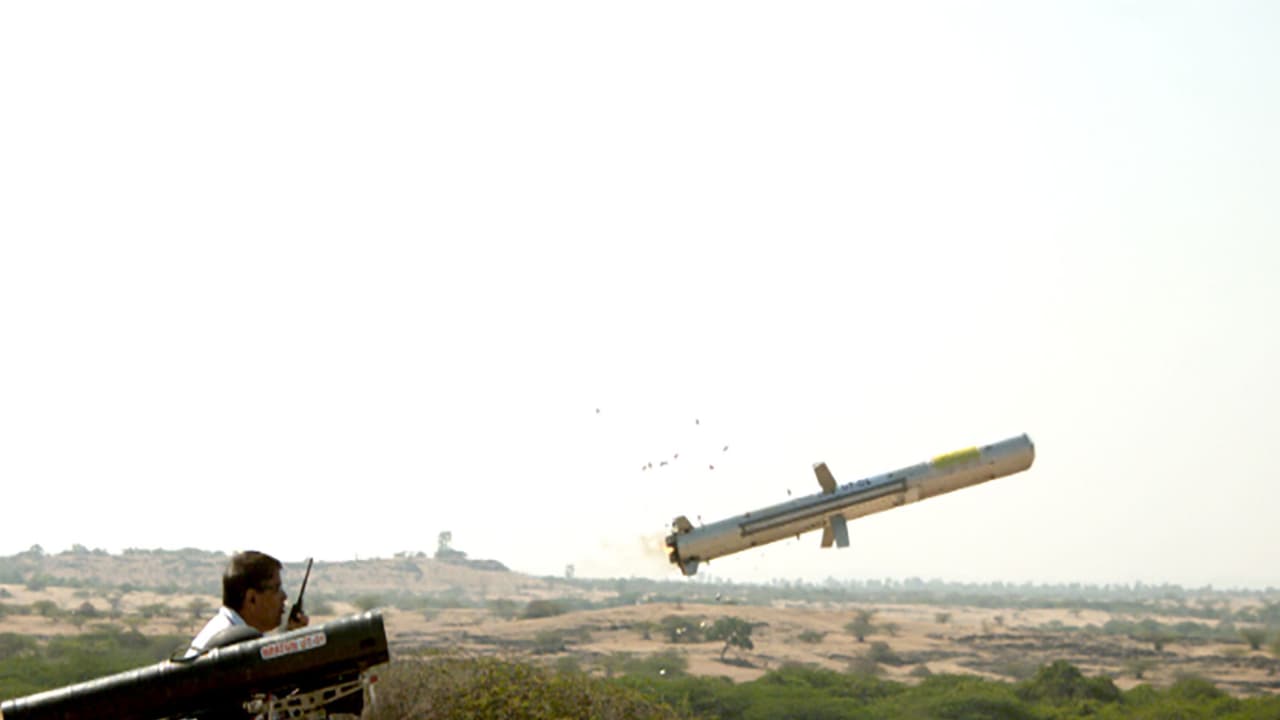 DRDO successfully flight tests Man Portable Anti Tank Guided Missile with top attack capability against a moving target (Photo: PIB/DefenceMinistry) DRDO successfully flight tests Man Portable Anti Tank Guided Missile with top attack capability against a moving target (Photo: PIB/DefenceMinistry)