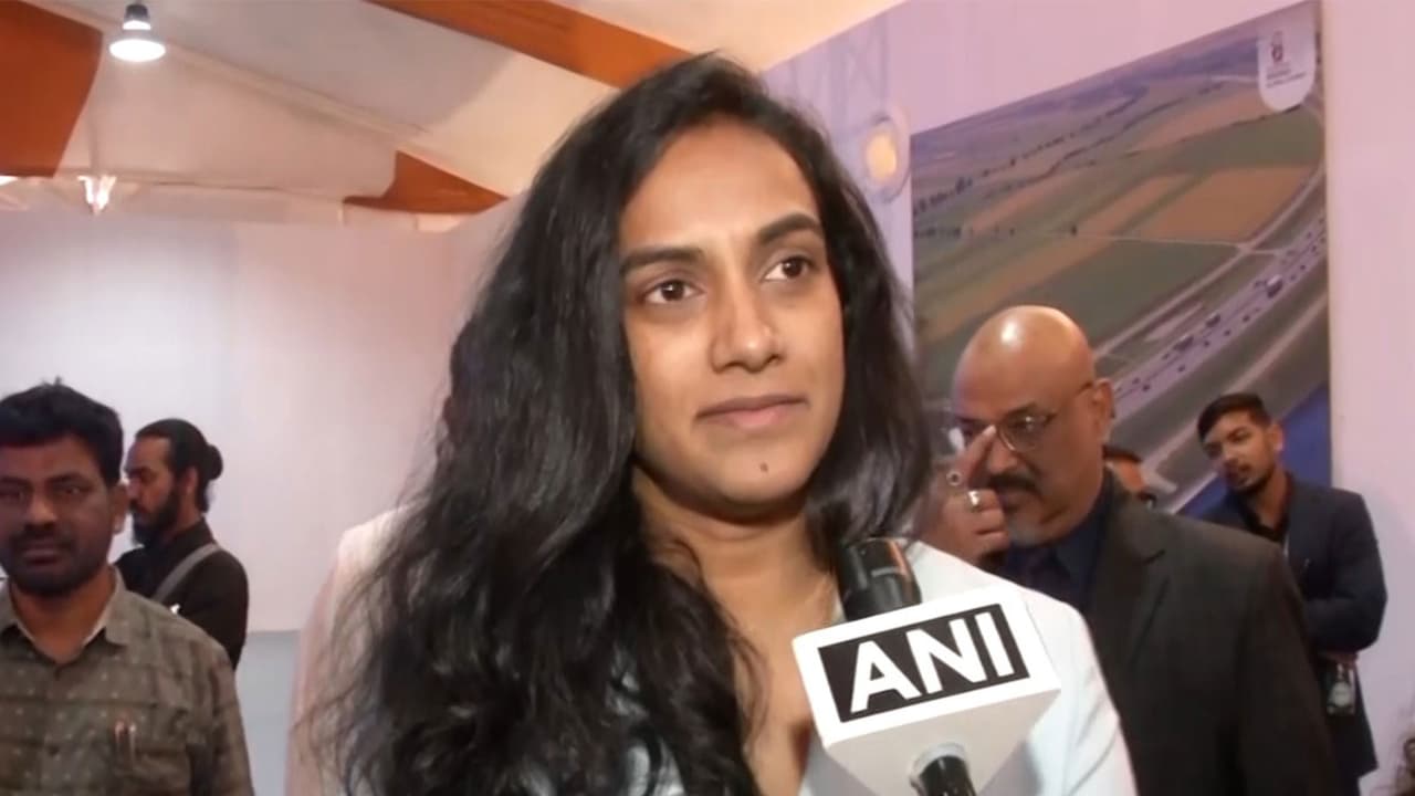 PV Sindhu at Telangana Global Summit 2025 (Photo: ANI)