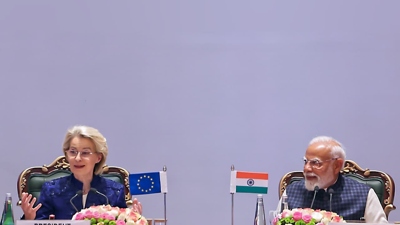 Prime Minister Narendra Modi and European Commission President Ursula von der Leyen (FilePhoto/ANI) Prime Minister Narendra Modi and European Commission President Ursula von der Leyen (FilePhoto/ANI)