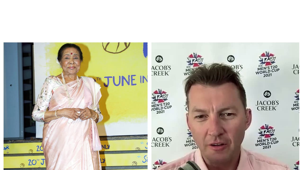 Legendary singer Asha Bhosle and cricketer Brett Lee (Image source: ANI) Legendary singer Asha Bhosle and cricketer Brett Lee (Image source: ANI)