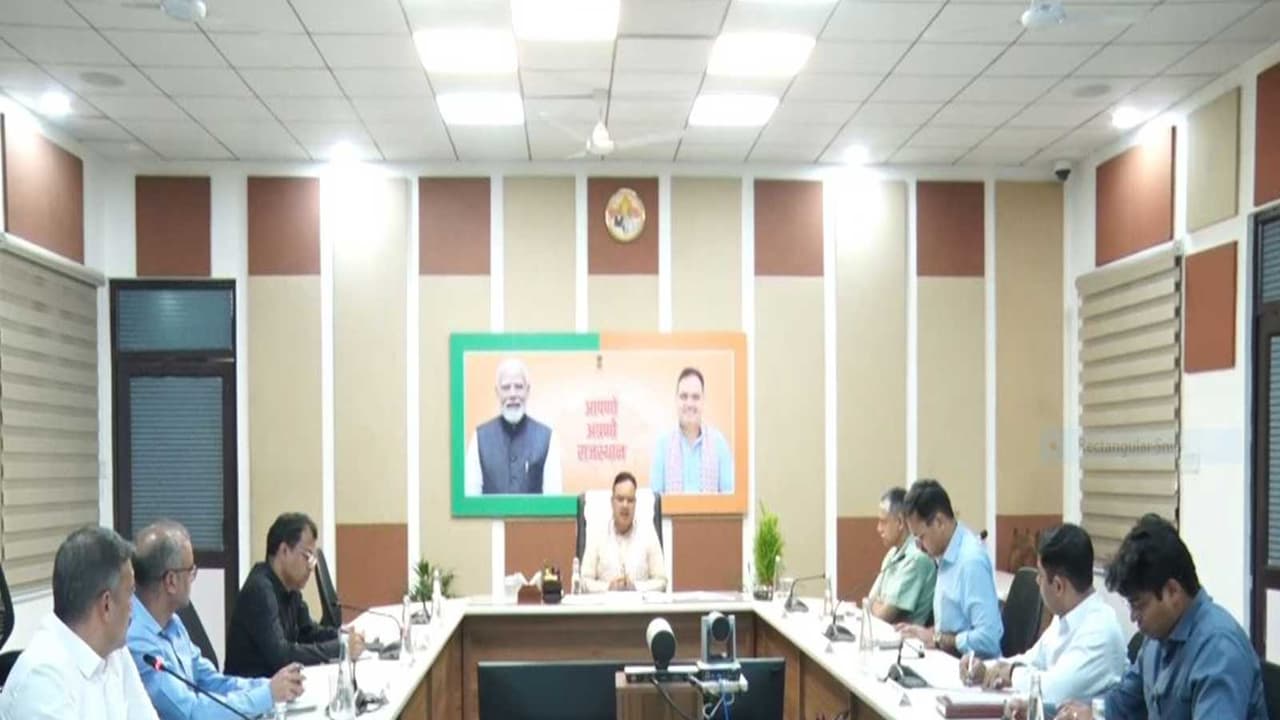Chief Minister Bhajanlal Sharma holds meeting with officials at his residence (Photo/ANI) Chief Minister Bhajanlal Sharma holds meeting with officials at his residence (Photo/ANI)