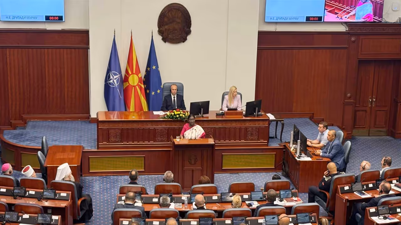 President Droupadi Murmu addressed North Macedonia Assembly (Photo/Rashtrapati Bhavan) President Droupadi Murmu addressed North Macedonia Assembly (Photo/Rashtrapati Bhavan)