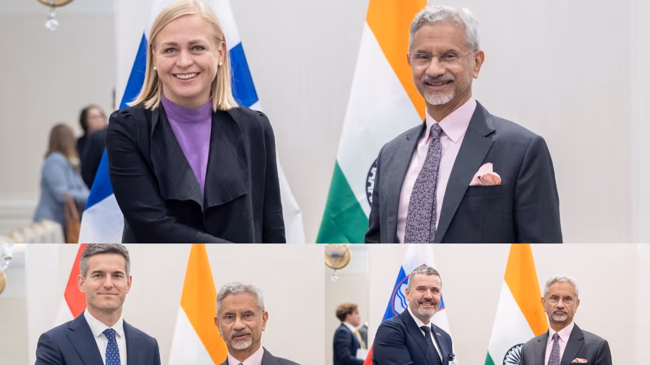 EAM Jaishankar met Netherlands Foreign Minister Tom Berendsen, Finland's Foreign Minister Elina Valtonen and Slovenia's Foreign Minister Tone Kajzer during his engagements in New York (Photo/X@DrSJaishankar) EAM Jaishankar met Netherlands Foreign Minister Tom Berendsen, Finland's Foreign Minister Elina Valtonen and Slovenia's Foreign Minister Tone Kajzer during his engagements in New York (Photo/X@DrSJaishankar)