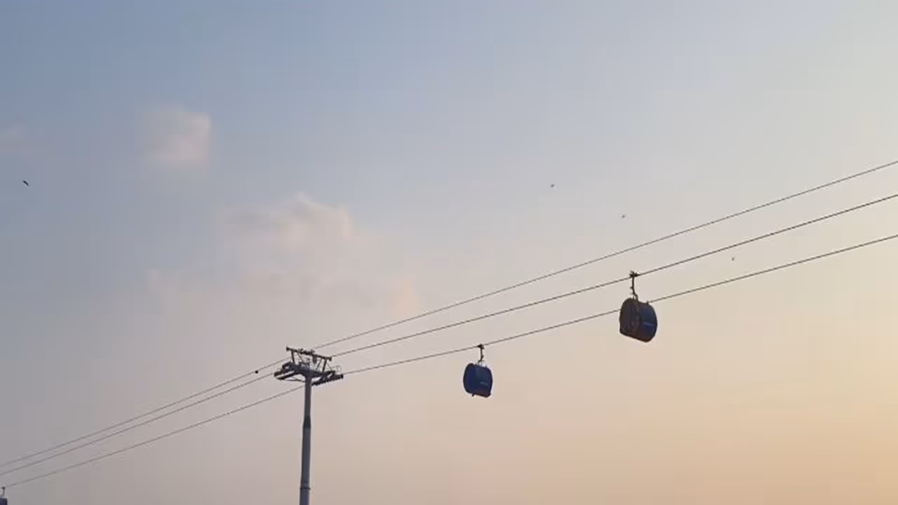 Aerial visual of trial runs underway in the second phase of Varanasi Urban Ropeway Project at Vidyapith Station (Photo/ANI) Aerial visual of trial runs underway in the second phase of Varanasi Urban Ropeway Project at Vidyapith Station (Photo/ANI)