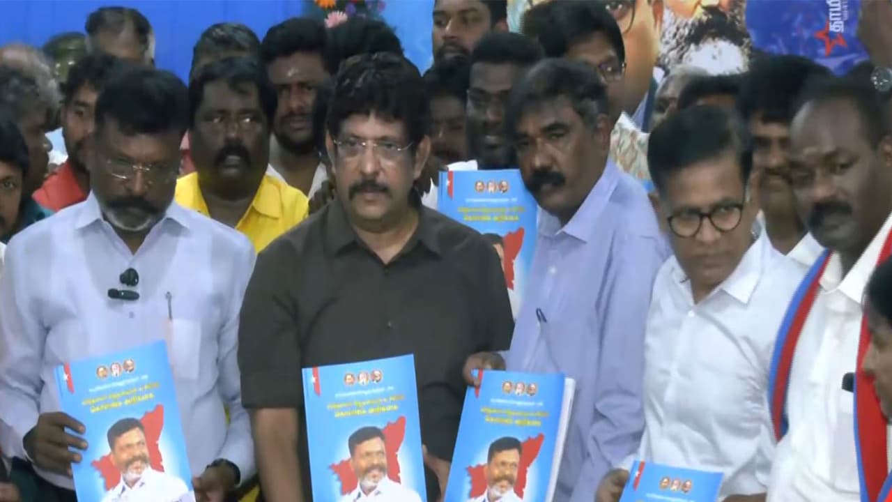 VCK releases manifesto ahead of Tamil Nadu Assembly election. (Photo/ANI) VCK releases manifesto ahead of Tamil Nadu Assembly election. (Photo/ANI)