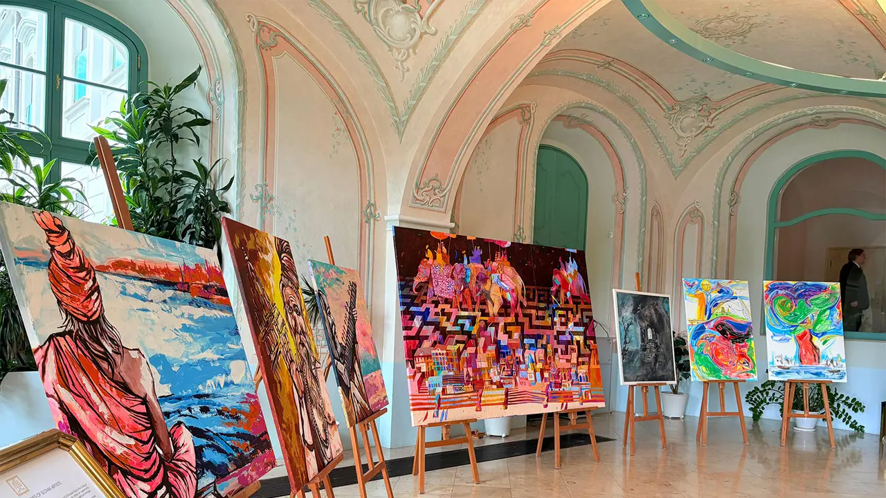 PM Modi visits unique exhibition crafted by Slovak artisans at the Presidential Palace (Photo/ANI) PM Modi visits unique exhibition crafted by Slovak artisans at the Presidential Palace (Photo/ANI)