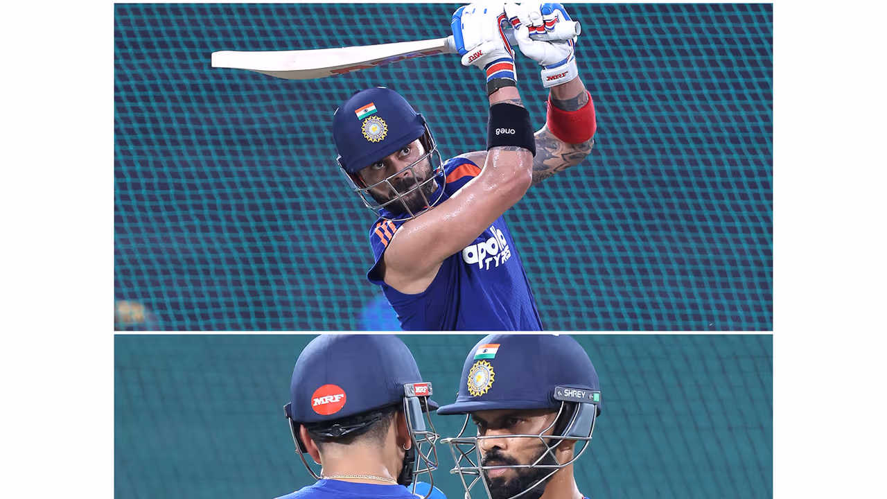 Virat Kohli batting, talking with Ruturaj Gaikwad. (Photo: @BCCI X) Virat Kohli batting, talking with Ruturaj Gaikwad. (Photo: @BCCI X)