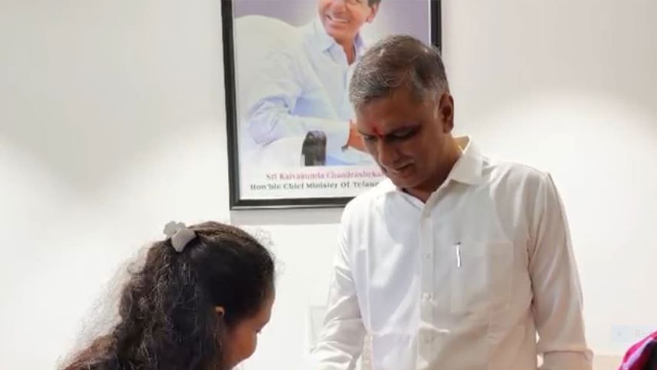 Raksha Bandhan celebrations at Harish Rao's residence (Photo/ANI) Raksha Bandhan celebrations at Harish Rao's residence (Photo/ANI)