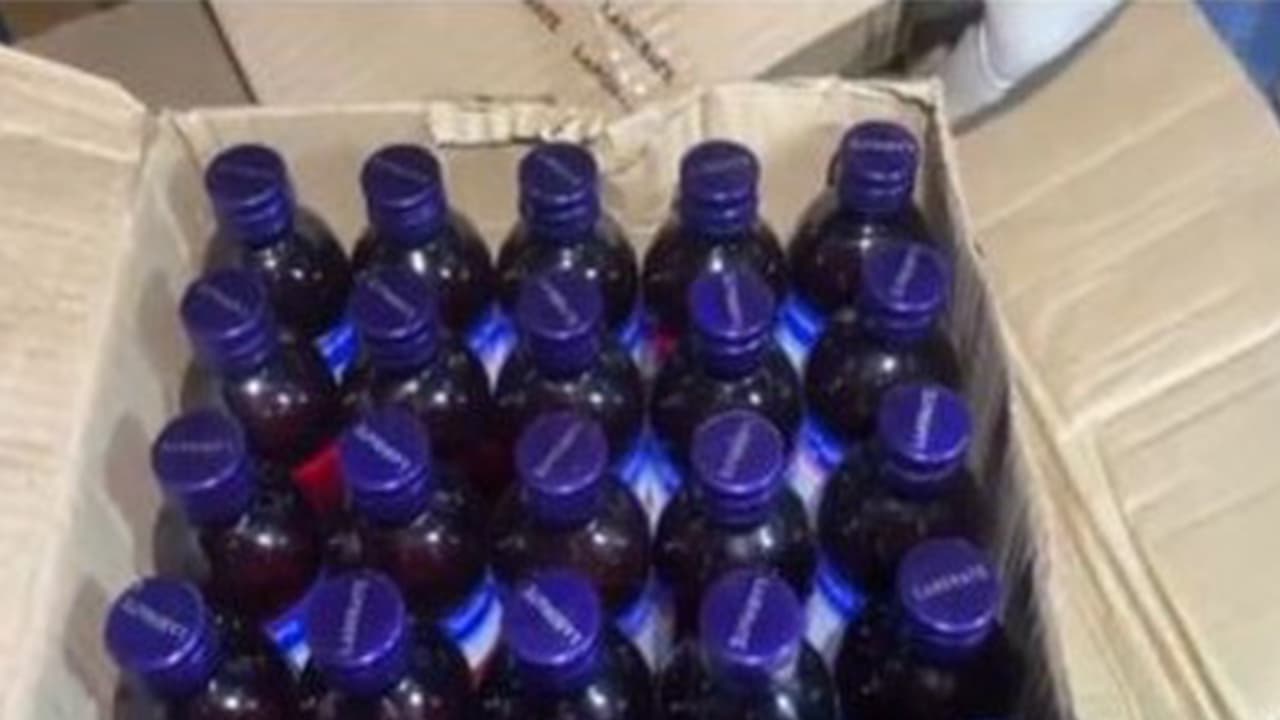 Codeine containing cough syrup seized in Varanasi (Photo/ANI) Codeine containing cough syrup seized in Varanasi (Photo/ANI)