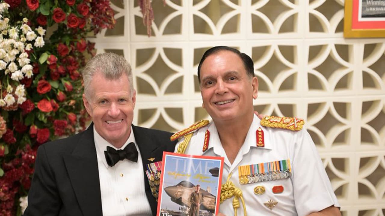 USPACOM Commander Admiral Samuel Paparo and Chief of Defence Staff General N. S. Raja Subramani holding a copy of TIME magazine featuring Admiral Paparo on the cover. (Photo: X/@USAndIndia) USPACOM Commander Admiral Samuel Paparo and Chief of Defence Staff General N. S. Raja Subramani holding a copy of TIME magazine featuring Admiral Paparo on the cover. (Photo: X/@USAndIndia)