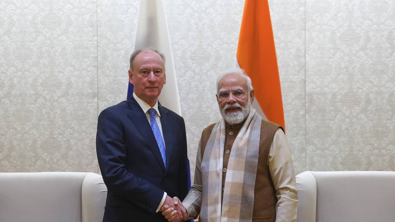 Prime Minister Narendra Modi with Nikolai Patrushev, aide to Russian President Vladimir Putin (Photo/X@RusEmbIndia) Prime Minister Narendra Modi with Nikolai Patrushev, aide to Russian President Vladimir Putin (Photo/X@RusEmbIndia)