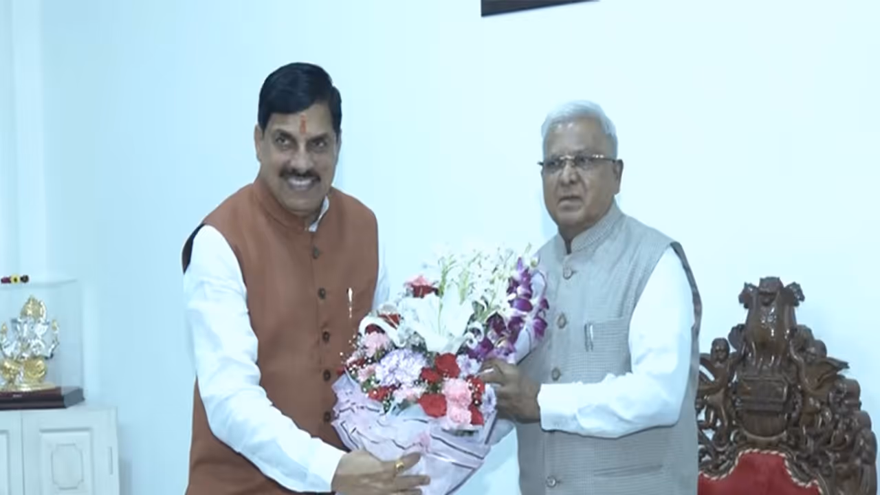 MP CM Mohan Yadav meets Governor Mangubhai Patel (Photo / ANI) MP CM Mohan Yadav meets Governor Mangubhai Patel (Photo / ANI)