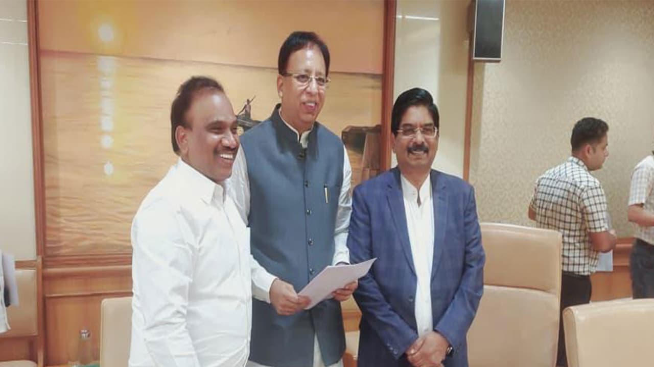 DMK MPs A Raja and P Wilson with Sanjay Jaiswal, Chairman, JPC on FCRA Amendment Bill. (Photo: P Wilson office) DMK MPs A Raja and P Wilson with Sanjay Jaiswal, Chairman, JPC on FCRA Amendment Bill. (Photo: P Wilson office)