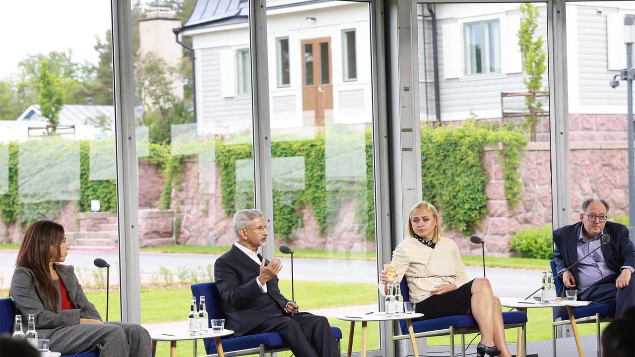 External Affairs Minister S Jaishankar speaks during a discussion at the Kultaranta Talks in Finland. (Photo: X/@DrSJaishankar) External Affairs Minister S Jaishankar speaks during a discussion at the Kultaranta Talks in Finland. (Photo: X/@DrSJaishankar)