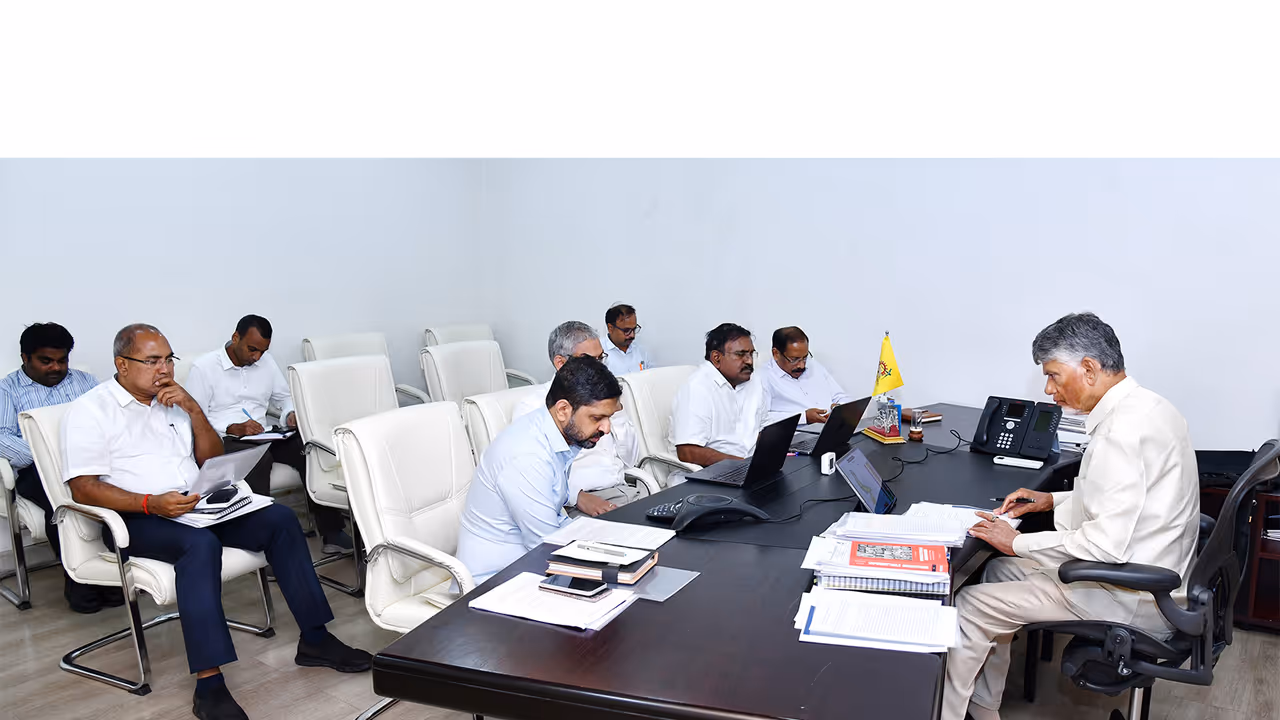 Andhra Pradesh Chief Minister N. Chandrababu holds a review meeting (Photo/ANI) Andhra Pradesh Chief Minister N. Chandrababu holds a review meeting (Photo/ANI)