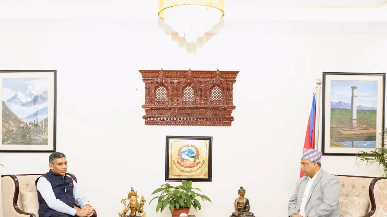 MEA Additional Secretary Munu Mahawar with Nepal Foreign Minister Shisir Khanal (Photo/X@IndiainNepal) MEA Additional Secretary Munu Mahawar with Nepal Foreign Minister Shisir Khanal (Photo/X@IndiainNepal)