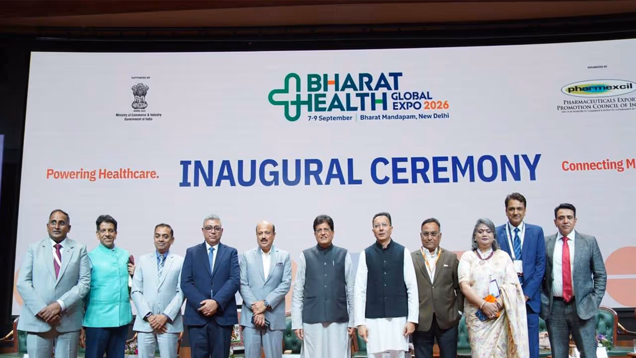Union Minister Piyush Goyal along with other dignitaries at the Bharat Health Global Expo 2026 (Photo/ANI) Union Minister Piyush Goyal along with other dignitaries at the Bharat Health Global Expo 2026 (Photo/ANI)