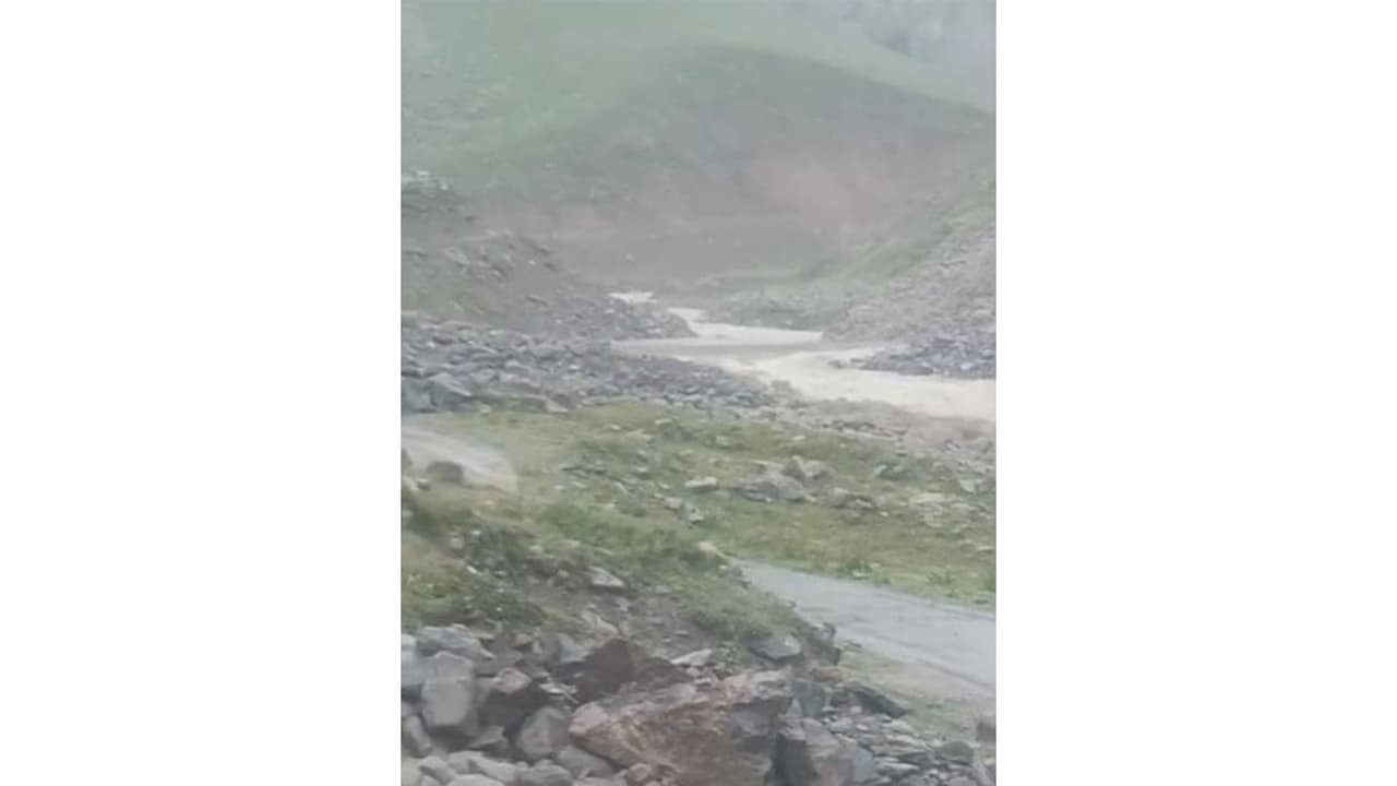 Flash flood washes away bridge in Kinnaur (Photo/ANI) Flash flood washes away bridge in Kinnaur (Photo/ANI)