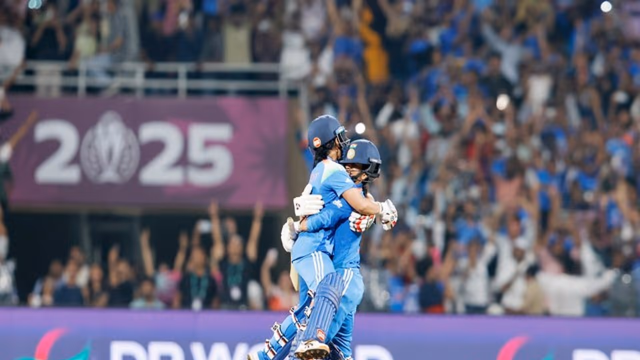 Jemimah Rodrigues and Amanjot Kaur celebrating. (Photo: @BCCIWomen X)