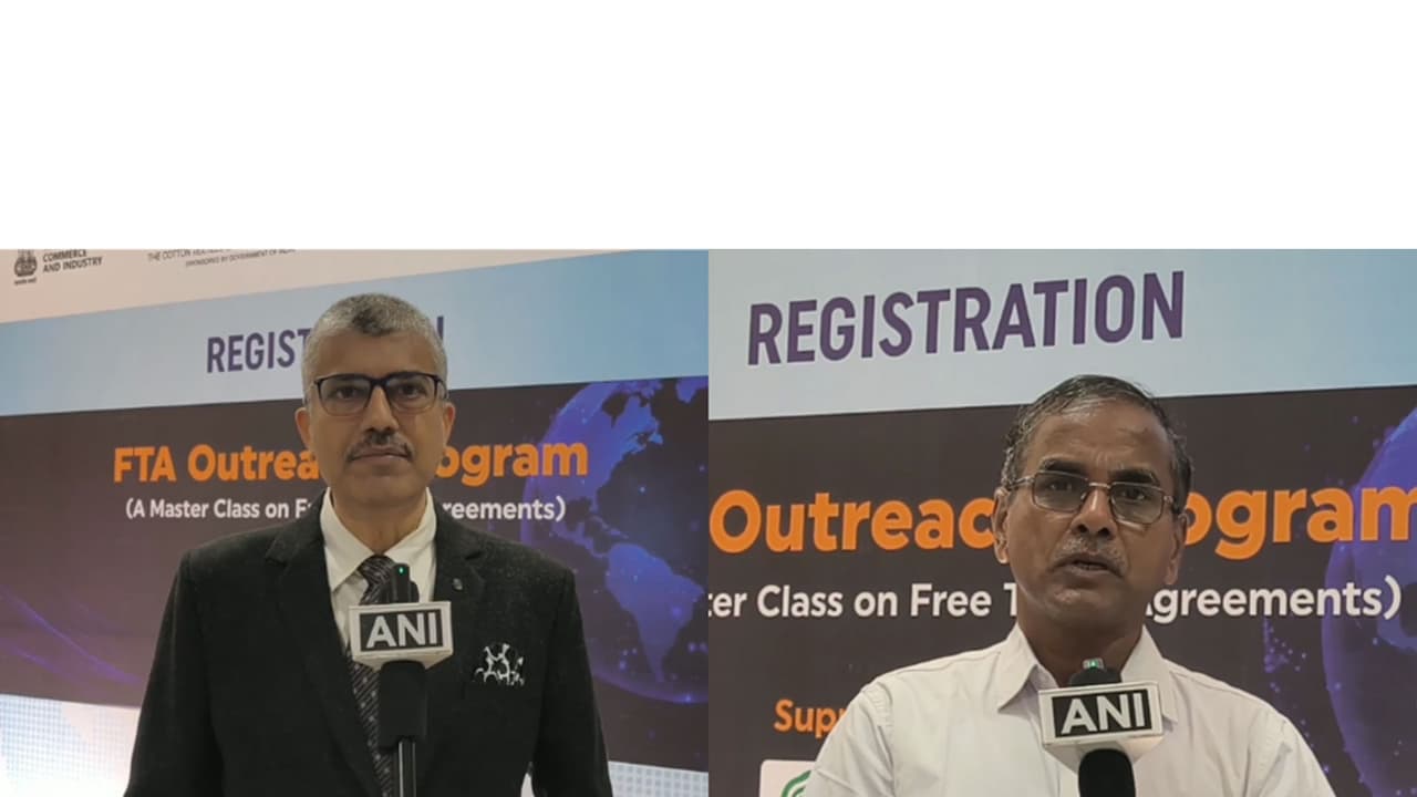 Shailesh Martis, Additional Director, TEXPROCIL; R. Sivalingam, member, PDEXCIL (Photo/ANI) Shailesh Martis, Additional Director, TEXPROCIL; R. Sivalingam, member, PDEXCIL (Photo/ANI)