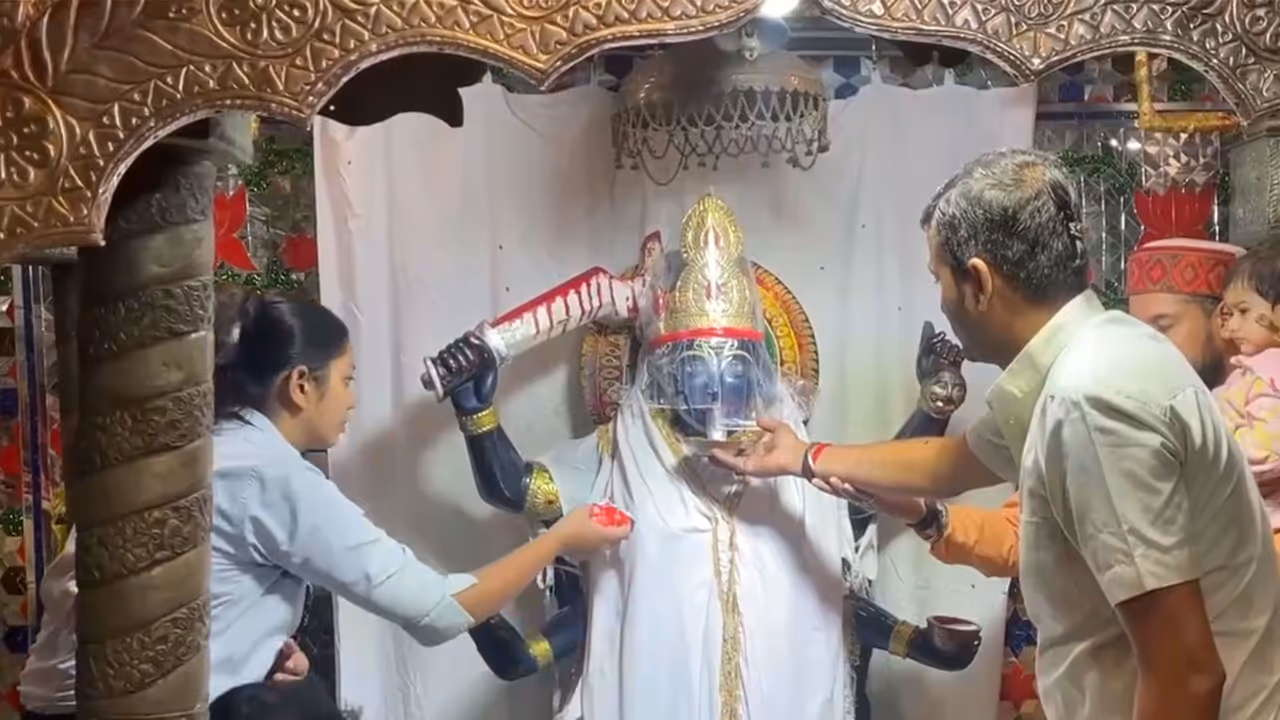 Ritual milk bath at Dukhbhanjani Temple (Photo/ANI) Ritual milk bath at Dukhbhanjani Temple (Photo/ANI)