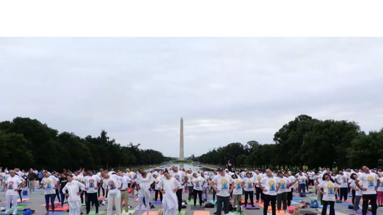 Indian Embassy hosts yoga session at Lincoln Memorial in Washington DC ahead of International Yoga Day (File Photo/ANI) Indian Embassy hosts yoga session at Lincoln Memorial in Washington DC ahead of International Yoga Day (File Photo/ANI)