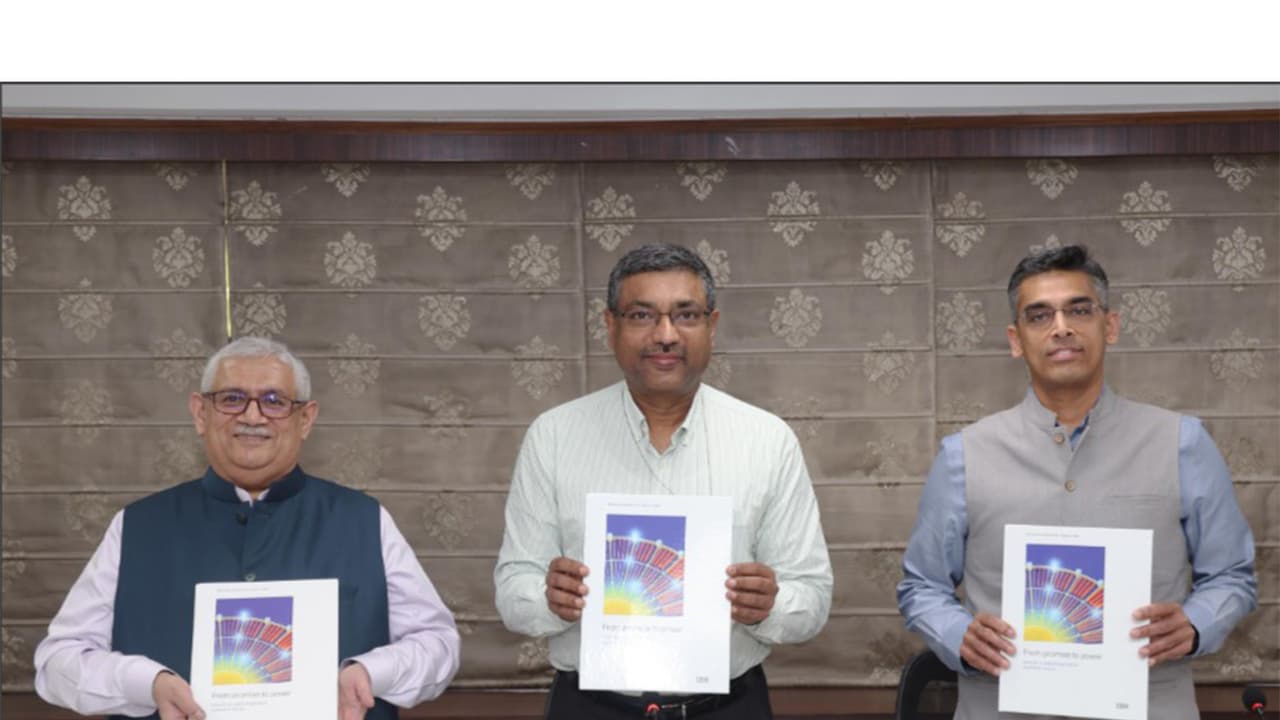 Sandip Patel, MD, IBM India & South Asia; S Krishnan, Secretary MeitY, Government of India; and Sriram Raghavan, GM, IBM Software, India and Software Innovation Lab (Photo/ANI) Sandip Patel, MD, IBM India & South Asia; S Krishnan, Secretary MeitY, Government of India; and Sriram Raghavan, GM, IBM Software, India and Software Innovation Lab (Photo/ANI)