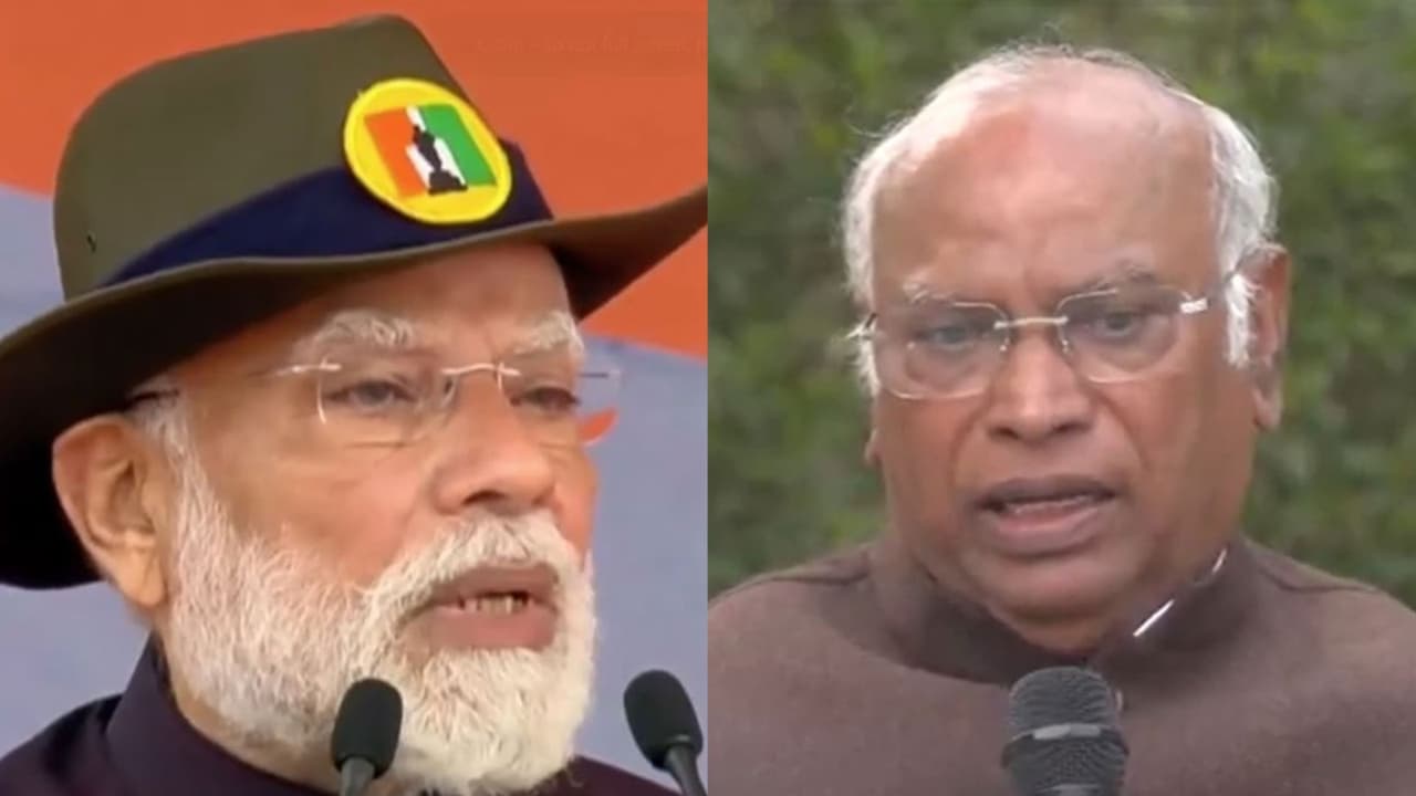 Prime Minister Narendra Modi and Congress president Mallikarjun Kharge (Photo/ANI) Prime Minister Narendra Modi and Congress president Mallikarjun Kharge (Photo/ANI)