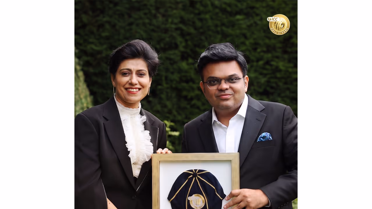ICC Chairman Jay Shah (R) with former India skipper Anjum Chopra. (Photo: X/ @JayShah) ICC Chairman Jay Shah (R) with former India skipper Anjum Chopra. (Photo: X/ @JayShah)
