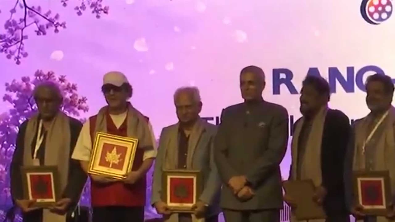 J K CM Omar Abdullah facilitates filmmakers Ramesh Sippy, Vidhu Vinod Chopra, Santosh Sivan, Sriram Raghavan and more during inaugration of International Film Festival of J K (Photo/ANI) J K CM Omar Abdullah facilitates filmmakers Ramesh Sippy, Vidhu Vinod Chopra, Santosh Sivan, Sriram Raghavan and more during inaugration of International Film Festival of J K (Photo/ANI)