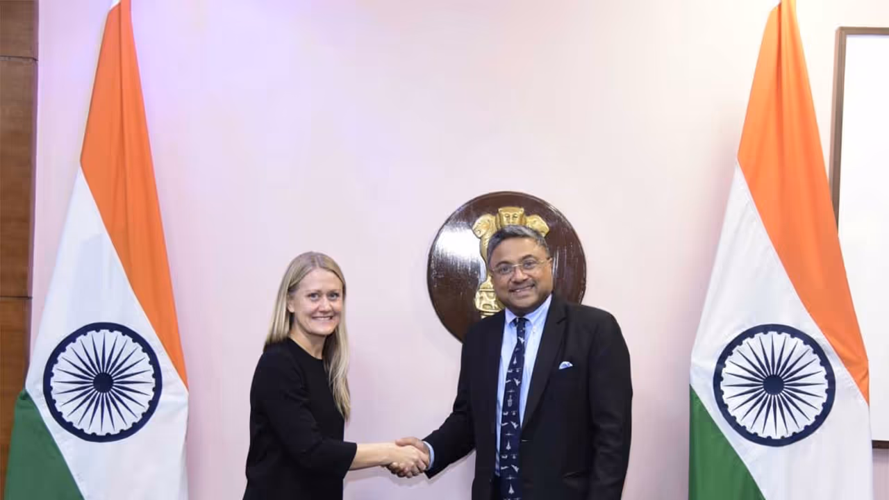 Secretary (West) in the Ministry of External Affairs (MEA), Sibi George, received Norway's State Secretary Astrid Bergmål in New Delhi (Photo/X@MEAIndia) Secretary (West) in the Ministry of External Affairs (MEA), Sibi George, received Norway's State Secretary Astrid Bergmål in New Delhi (Photo/X@MEAIndia)