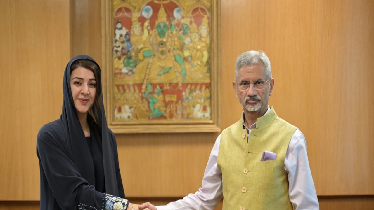 UAE Minister of State for International Cooperation Reem Al Hashimy meets External Affairs Minister S. Jaishankar during her visit to the national capital. (Photo: X/@mofauae) UAE Minister of State for International Cooperation Reem Al Hashimy meets External Affairs Minister S. Jaishankar during her visit to the national capital. (Photo: X/@mofauae)