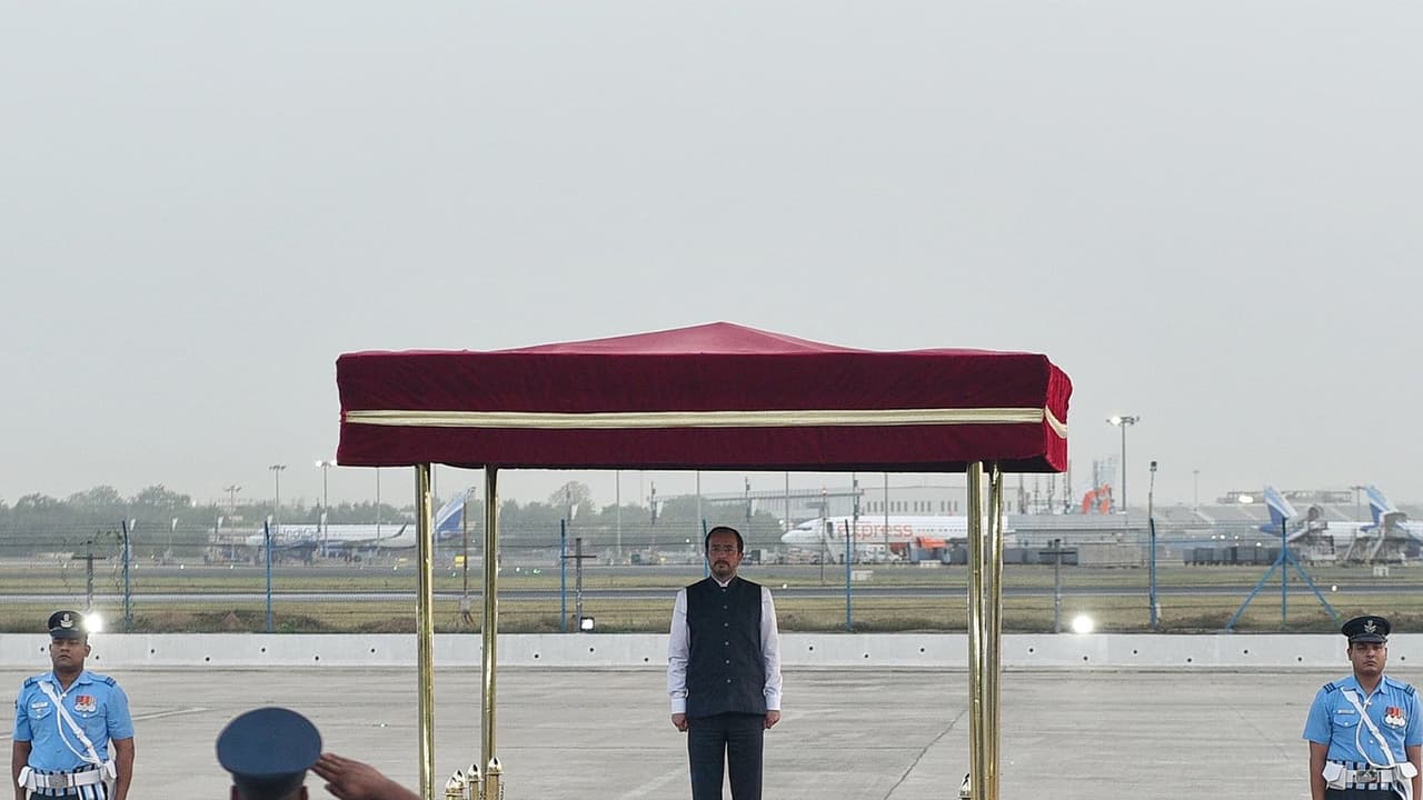Cyprus President Nikos Christodoulides receives a ceremonial welcome upon his arrival in New Delhi (Photo: X/@MEAIndia) Cyprus President Nikos Christodoulides receives a ceremonial welcome upon his arrival in New Delhi (Photo: X/@MEAIndia)