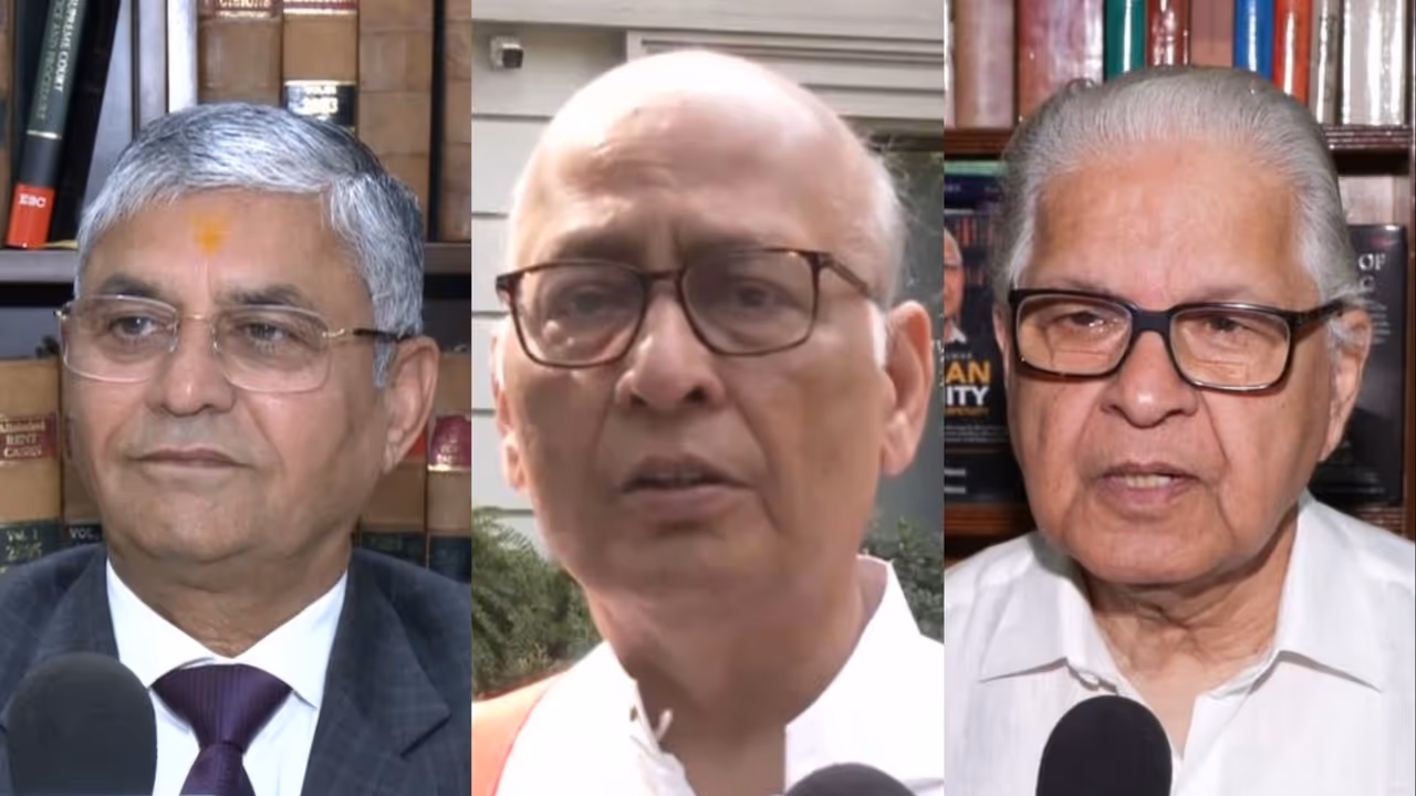 Former Uttarakhand High Court judge Lokpal Singh, Supreme Court advocate and Congress MP Abhishek Manu Singhvi, Former Union Law Minister Ashwani Kumar (Photo/ANI) Former Uttarakhand High Court judge Lokpal Singh, Supreme Court advocate and Congress MP Abhishek Manu Singhvi, Former Union Law Minister Ashwani Kumar (Photo/ANI)