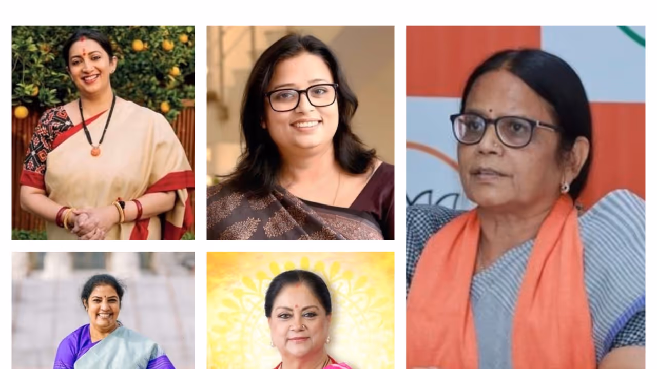 BJP leaders Smriti Irani, Rekha Verma, Varshaben Doshi, Vasundhara Raje, D Purandeswari (L to R) (Photo/X) BJP leaders Smriti Irani, Rekha Verma, Varshaben Doshi, Vasundhara Raje, D Purandeswari (L to R) (Photo/X)