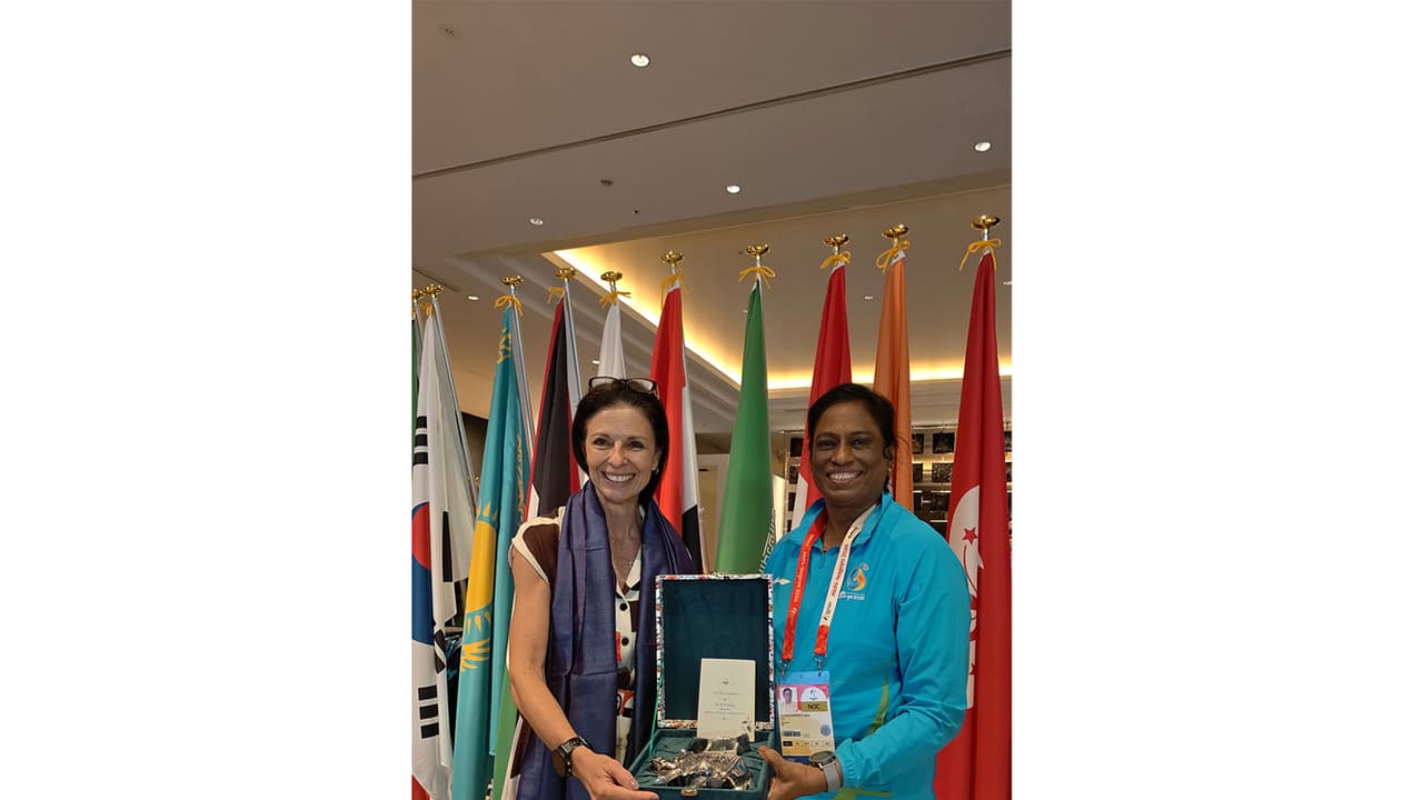 Anri Parker (L) and PT Usha (R). (Photo: X/@PTUshaOfficial) Anri Parker (L) and PT Usha (R). (Photo: X/@PTUshaOfficial)
