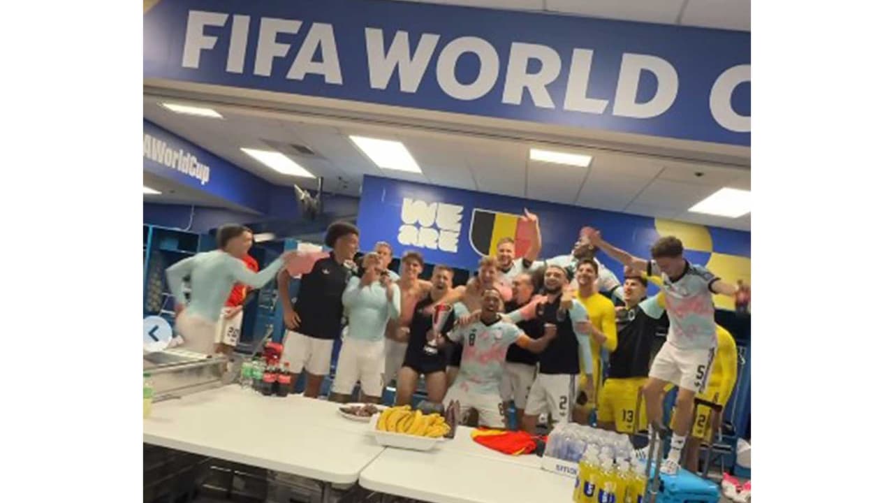 Scenes from Belgium dressing room. (Photo: @belgianreddevils Instagram) Scenes from Belgium dressing room. (Photo: @belgianreddevils Instagram)