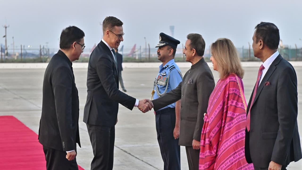 President Alexander Stubb of Finland arrives in New Delhi (Photo/X/MEA) President Alexander Stubb of Finland arrives in New Delhi (Photo/X/MEA)