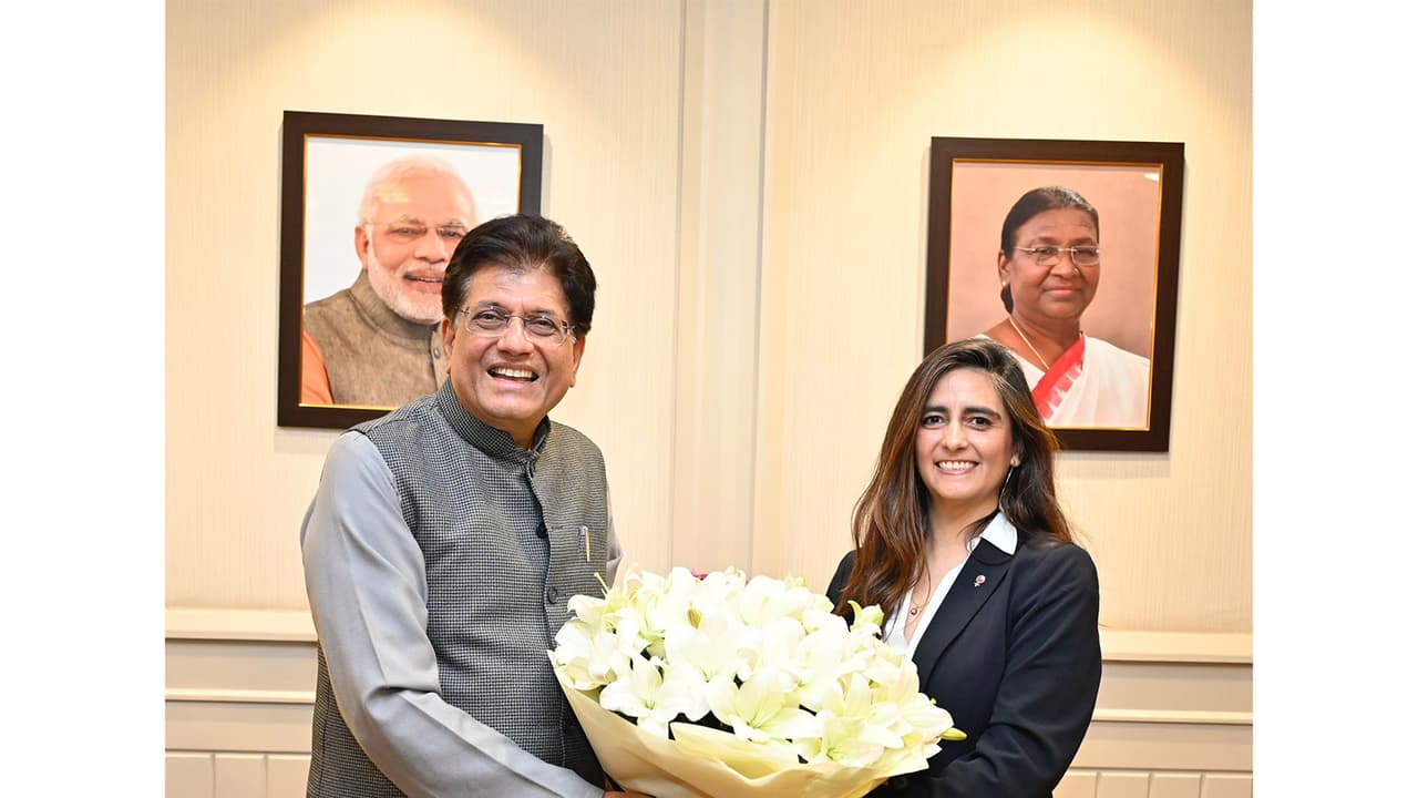 Union Commerce Minister Piyush Goyal meets Chile’s Treasury Undersecretary Claudia Sanhueza to review bilateral trade negotiations. (Photo: X/@PiyushGoyal) Union Commerce Minister Piyush Goyal meets Chile’s Treasury Undersecretary Claudia Sanhueza to review bilateral trade negotiations. (Photo: X/@PiyushGoyal)