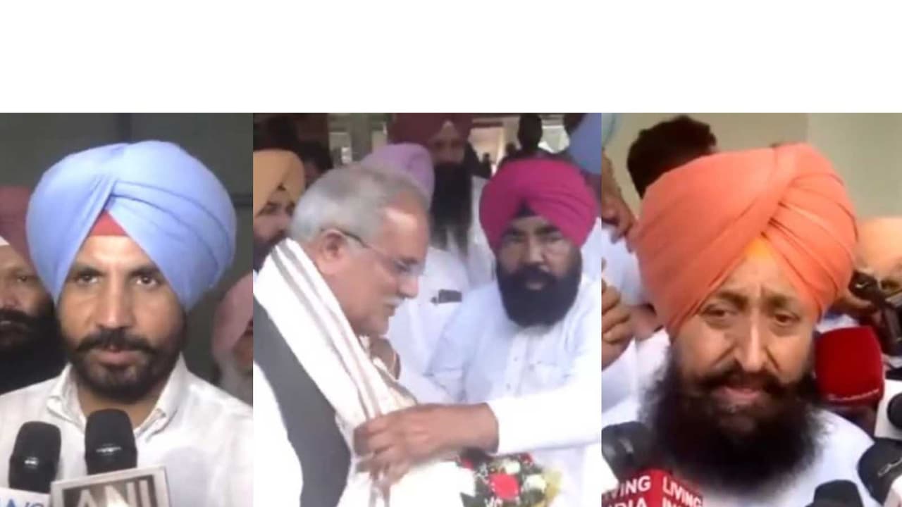 Punjab Congress Chief Amarinder Raja Warring (Left), Bhupesh Baghel (Centre) and Punjab LoP Partap Singh Bajwa (Photo/ANI) Punjab Congress Chief Amarinder Raja Warring (Left), Bhupesh Baghel (Centre) and Punjab LoP Partap Singh Bajwa (Photo/ANI)