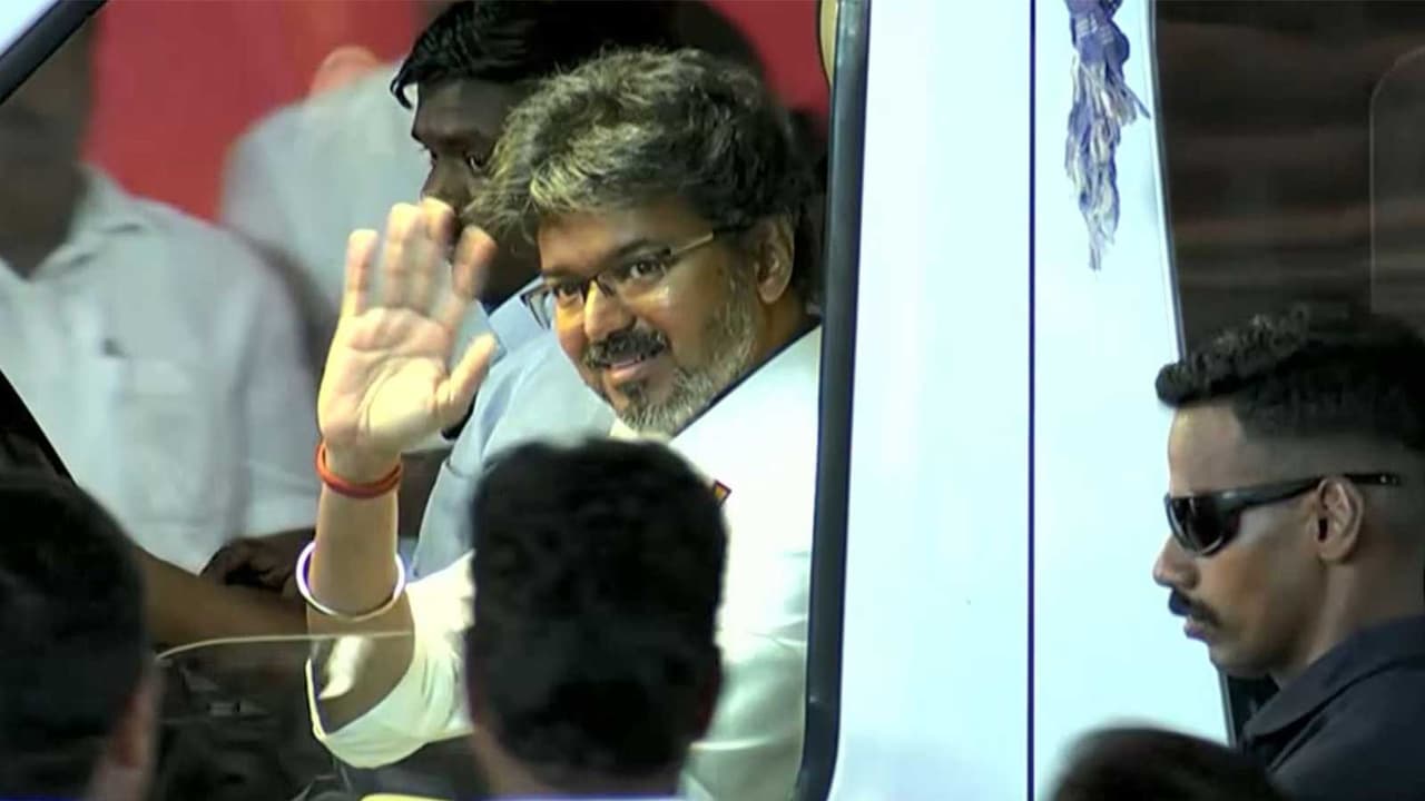 Tamil Nadu CM C Joseph Vijay campaigns for the party's candidate in Dharapuram by election (Photo/ANI) Tamil Nadu CM C Joseph Vijay campaigns for the party's candidate in Dharapuram by election (Photo/ANI)