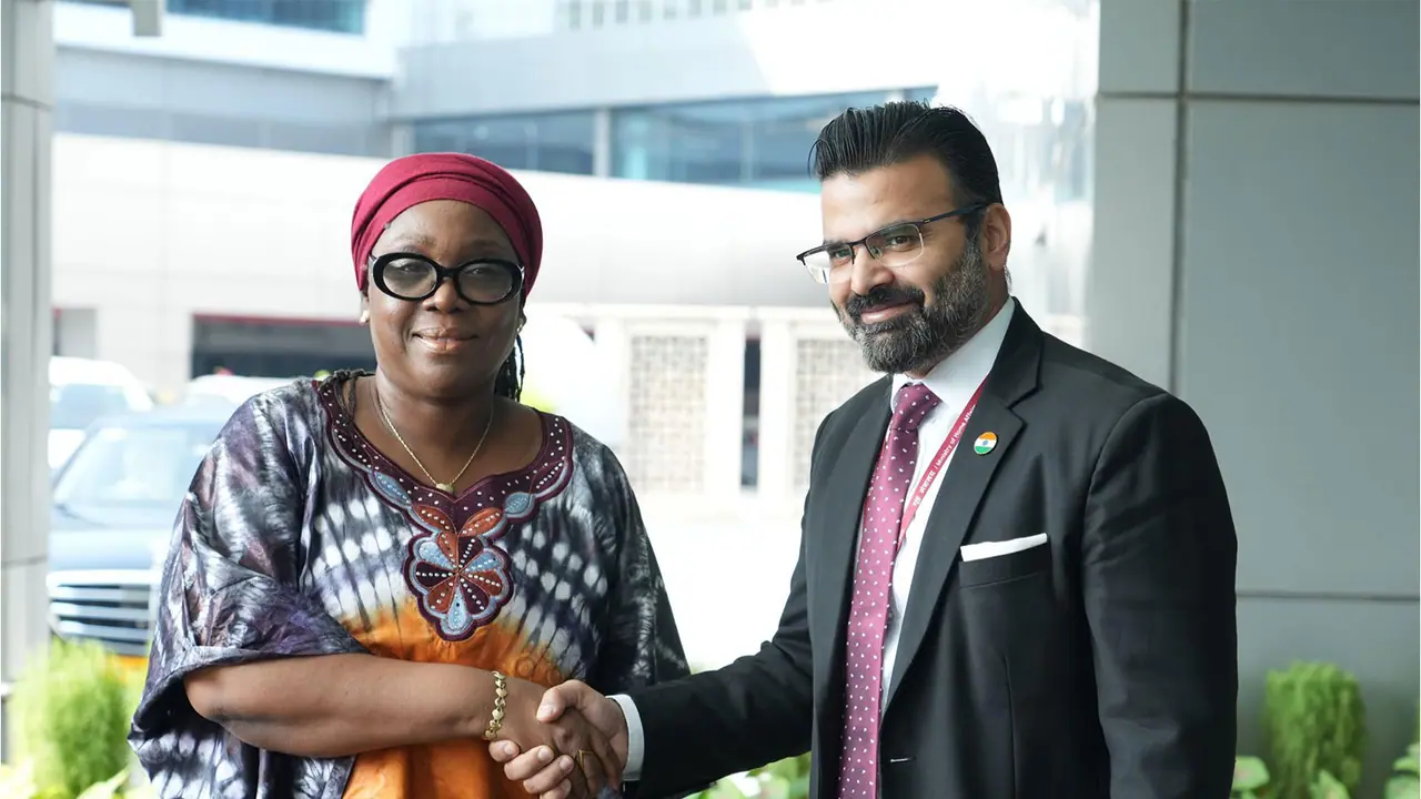 Liberian Foreign Minister Sara Beysolow Nyanti arrives in India (Photo/X@MEAIndia) Liberian Foreign Minister Sara Beysolow Nyanti arrives in India (Photo/X@MEAIndia)