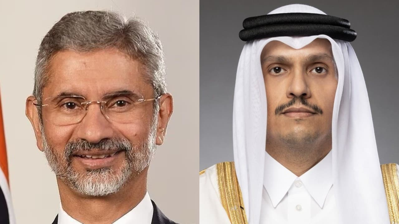 External Affairs Minister S Jaishankar and Qatar's Prime Minister and Foreign Affairs Minister Sheikh Mohammed bin Abdulrahman bin Jassim Al Thani (Photo/X/@MofaQatar_EN) External Affairs Minister S Jaishankar and Qatar's Prime Minister and Foreign Affairs Minister Sheikh Mohammed bin Abdulrahman bin Jassim Al Thani (Photo/X/@MofaQatar_EN)