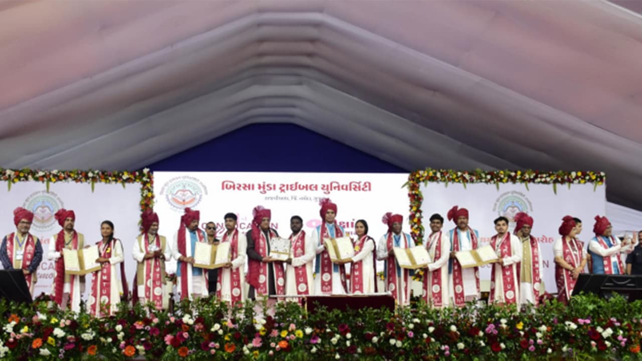 First convocation of Birsa Munda Tribal University (Photo/Gujarat CMO) First convocation of Birsa Munda Tribal University (Photo/Gujarat CMO)
