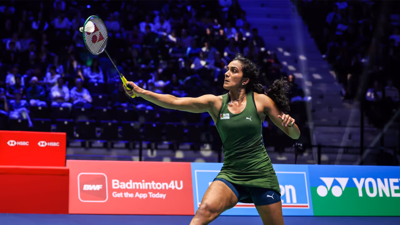 PV Sindhu in action (Photo: ANI) PV Sindhu in action (Photo: ANI)