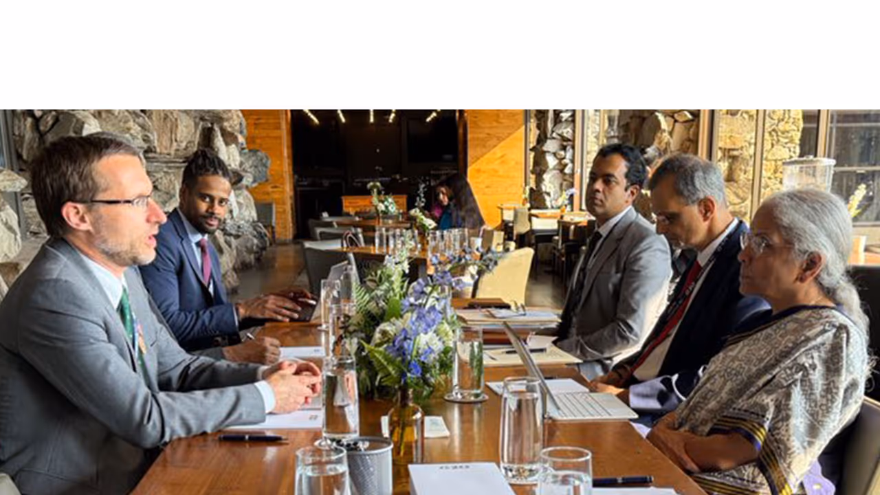Finance Minister Nirmala Sitharaman on the sidelines of G20 FMCBG meeting (Photo/X/@@FinMinIndia) Finance Minister Nirmala Sitharaman on the sidelines of G20 FMCBG meeting (Photo/X/@@FinMinIndia)