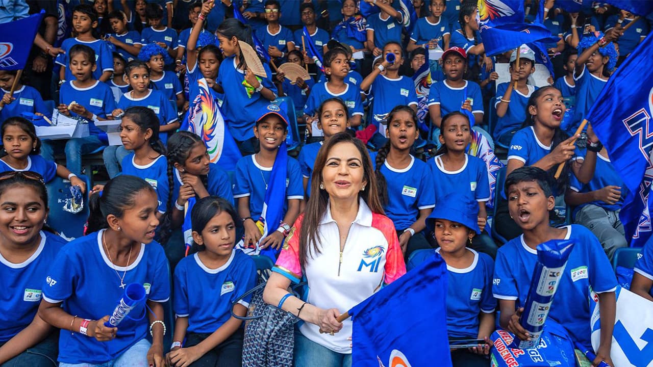 Nita Ambani with children, watching an IPL match. (Photo: ANI) Nita Ambani with children, watching an IPL match. (Photo: ANI)